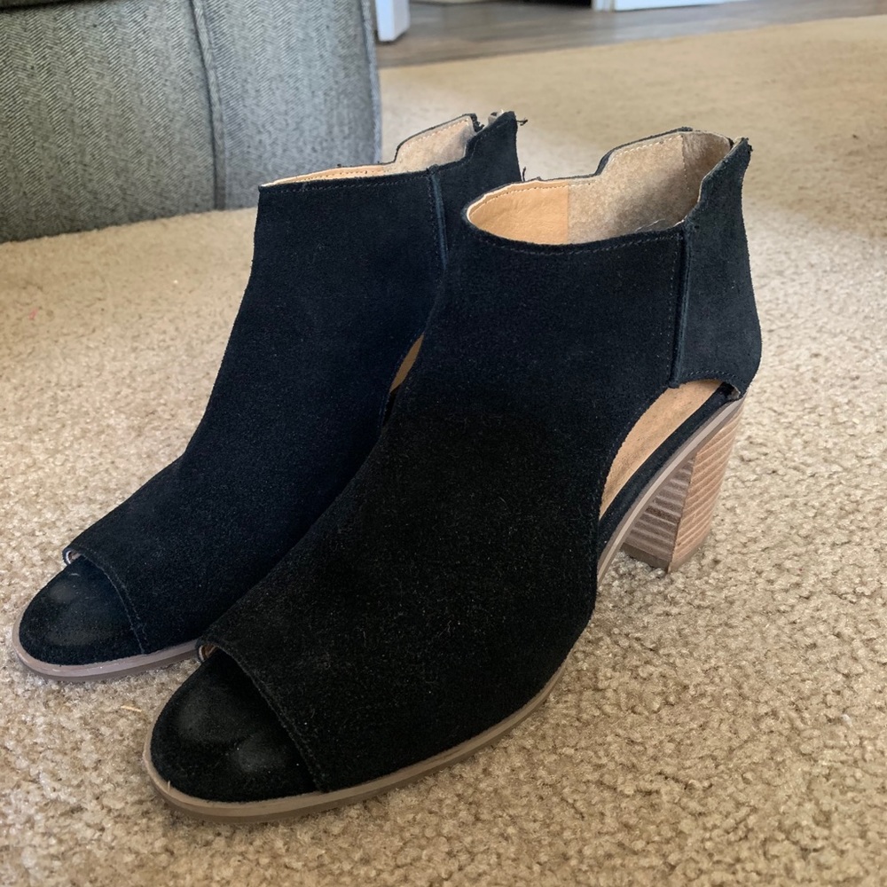 Lucky Brand Booties with Peep Toe - Black